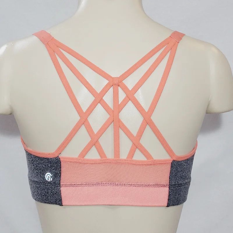 machine - made women sport bra for affordabilityChampion N9688 Strappy Cami Wire Free Sports Bra SMALL Gray & Orange