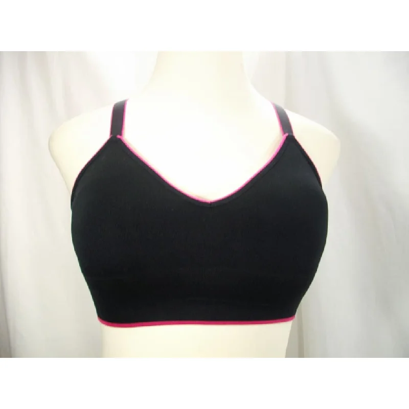 petite women sport bra with proper fitDKNY 835002 Fusion Energy Wire Free Bra Bralette MEDIUM Black & Pink