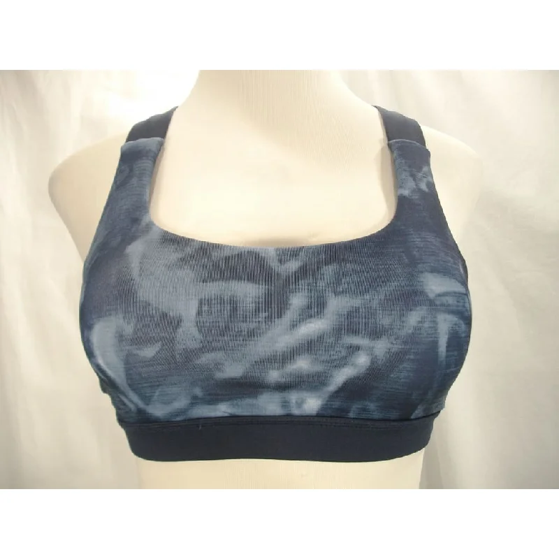 machine - made women sport bra for affordabilityEverlast Cross Back Wire Free Sports Bra MEDIUM Navy Blazer Blue Tie-Dye NWT