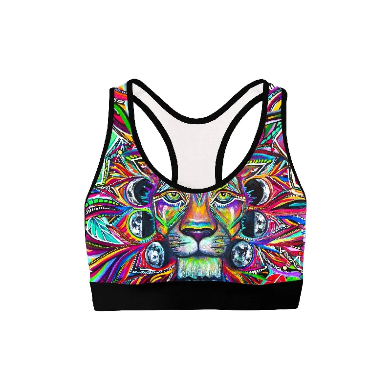 wireless women sport bra for comfortLunar Lion Sports Bra