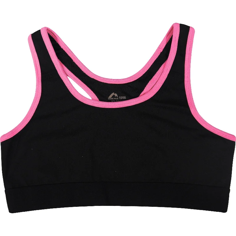 petite medium impact women sport braMore Mile Girls Running Crop Top - Black