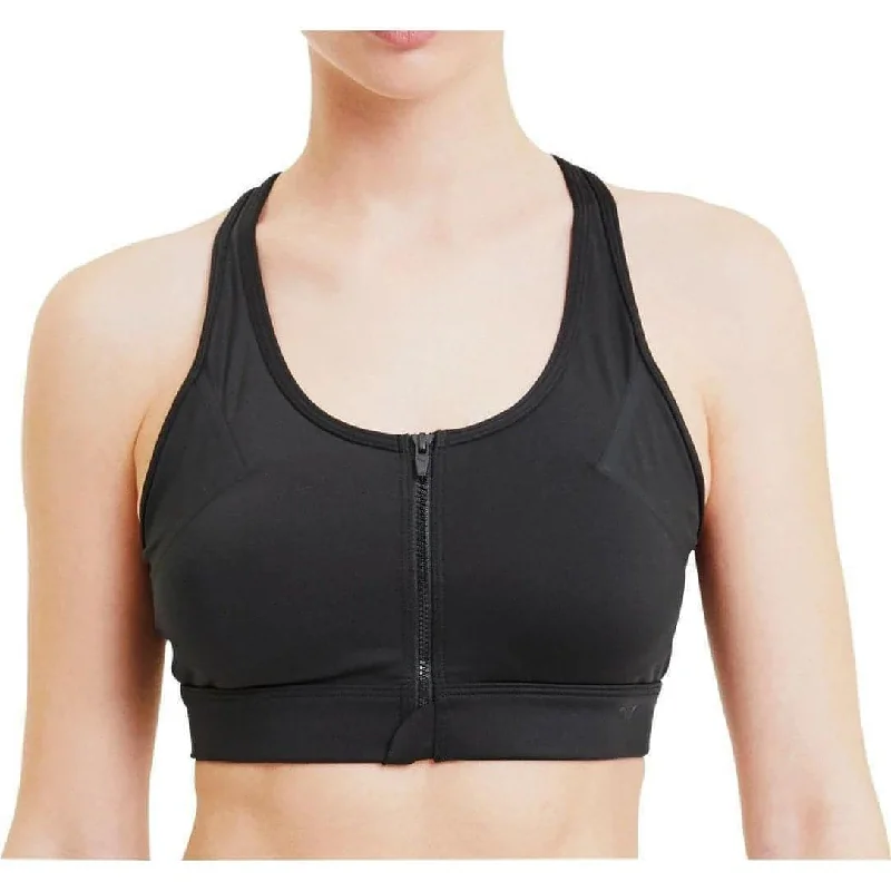 moisture wicking women sport bra for drynessPuma High Impact Front Zip Womens Sports Bra - Black