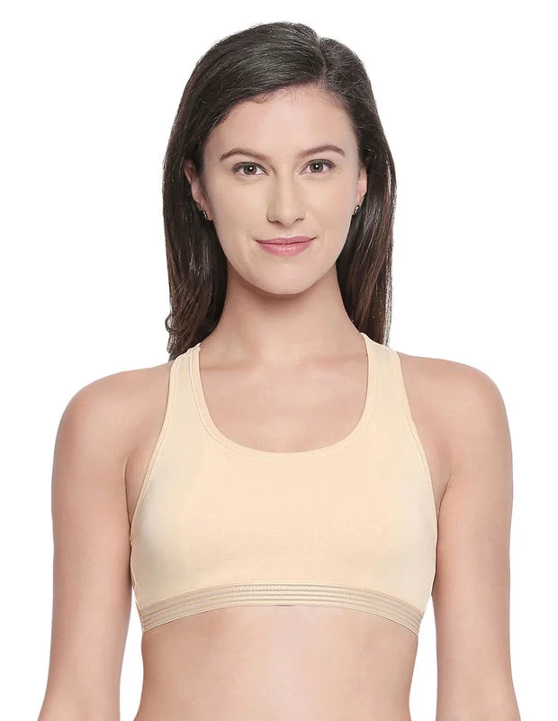 petite adjustable strap women sport braRacerback Sports Bra-1616-Skin