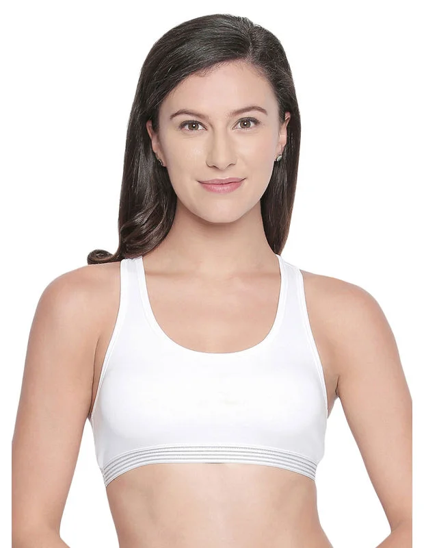 medium impact women sport bra for cyclingRacerback Sports Bra-1616-White