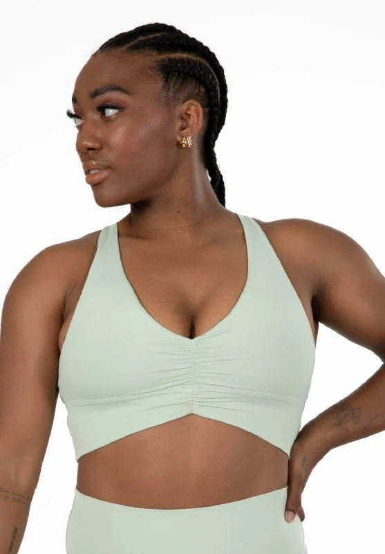 black women sport bra for a classic styleReluna Ruched Bra Sage