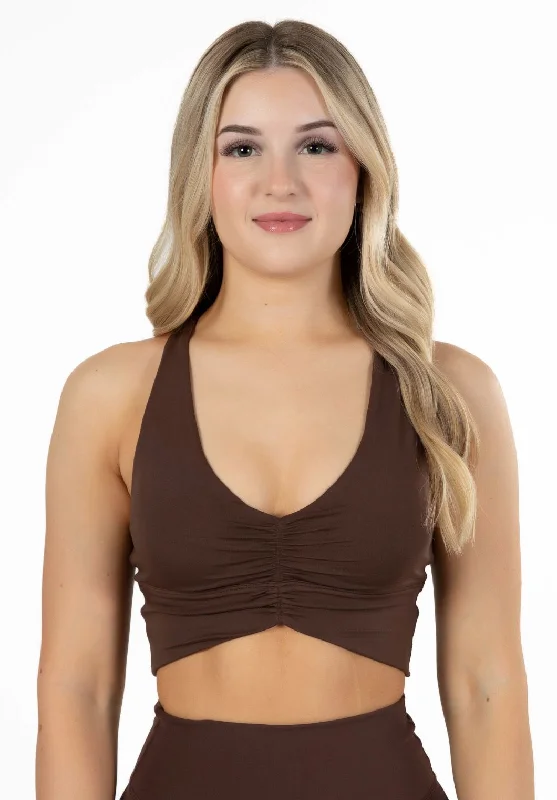 petite women sport bra with proper fitReluna Ruched Bra Walnut