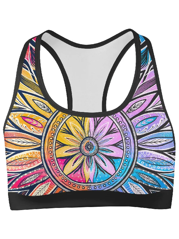 travel women sport bra for easy packingSun & Moon-Ray Mandala Sports Bra