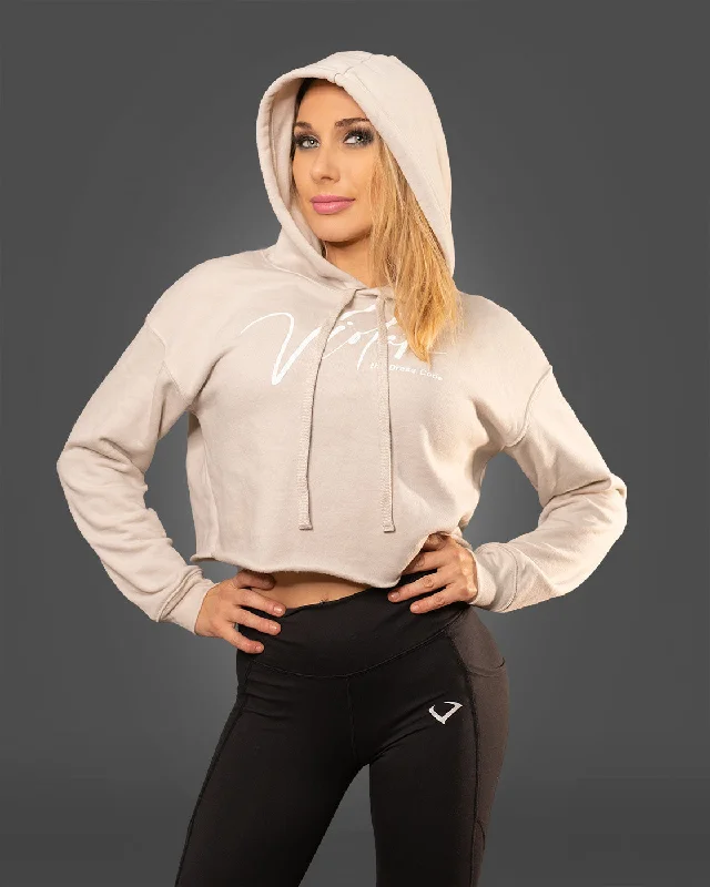 plus size women sport bra for full supportViolate Tan Crop Hoodie